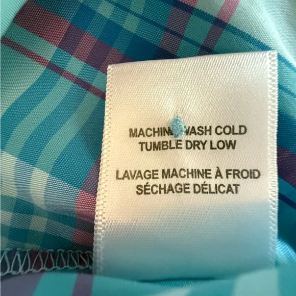 KUHL Women’s Plaid Button Up Short Sleeve Hiking Shirt Blue White Purple Medium - Picture 9 of 12